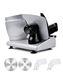 Electric Meat Slicer for Home Use, Adortec Deli Slicer Machine with Extra Stainless Steel Blade&Pusher, Stepless Adjustment Dial, Quick Release Food Carriage, Meat Slicer for Jerky Bread Cheese-Silver