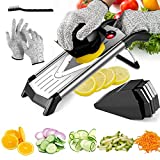 JOYHILL V Blade Mandoline Slicer for Kitchen, 420 Stainless Steel Vegetable Chopper for Potato and Onion, Food Julienne Slicers with Safety Gloves and Blade Guard