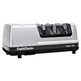 Chef'sChoice 130 Professional Electric Knife Sharpening Station for 20-Degree Straight and Serrated Knives Diamond Abrasives and Precision Angle Guides, 3-Stage, Silver