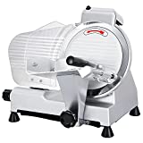 ZENY Semi-Auto Meat Slicer Stainless Steel 10' Blade Electric Deli Food Veggies Cutter for Commercial & Home Use Thickness Adjustable 240W 530 RPM