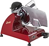 Berkel Red Line 220 Food Slicer, Red, 9' Blade, Electric Food Slicer, Slices Prosciutto, Meat, Cold Cuts, Fish, Ham, Cheese, Bread, Fruit and Veggies, Adjustable Thickness Dial
