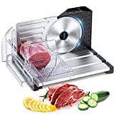 Meat Slicer, Facelle Electric Meat Slicers For Home Use, 0-18mm Adjustable Thickness Slicer Machine With Detachable Design ,Removable Stainless Steel Blades, Cheese Meat Slicers For Meat, Bread