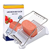 Spam Slicer,Multipurpose Luncheon Meat Slicer,Stainless Steel Wire Egg Slicer,Cuts 10 Slices For fruit ,Onions,Soft Food and Ham (White)