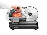 Chefman Electric Deli & Food Slicer Die-Cast Machine for Home Use Slice Meat, Cheese, Bread, Fruit & Vegetables, Adjustable Thickness, Blade, Safe Non-Slip Feet, Easy to Clean, Black Stainless Steel