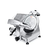 KWS High Quality Commercial 420w Electric Meat Slicer 12' Frozen Meat Deli Slicer Coffee Shop/restaurant and Home Use Low Noises (Stainless Steel Blade-Silver)