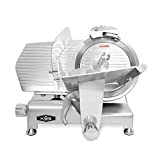 KWS MS-12ES Metal Collection Commercial 420W Electric Meat Slicer 12-Inch with 304 Stainless Steel Blade & Extended Back Space, Frozen Meat/ Cheese/ Food Slicer Low Noises [ ETL, NSF Certified ]