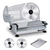 Meat Slicer, 200W Electric Food Slicer with Two Removable 7.5'Stainless Steel Blades&One Stainless Steel Tray, Child Lock Protection, Adjustable Thickness, Food Slicer Machine for Meat Cheese Bread