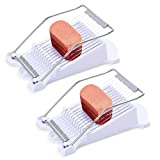 2 Pack Spam Slicer, Egg Slicers, Luncheon Meat Slicer, Stainless Steel Wire, Cuts 10 Slices for Eggs, Hams, Avocados, Bananas, Onions, Soft Food and Fruits (White)