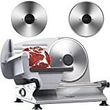 Meat Slicer Home, TWO BLADES&SAFE LOCK PROTECTION&REINFORCED PUSHER, Yeeper Electric Deli food Slicer Machine, 7.5' Mini Slicer for Meat Bread Bacon Cheese Hot Pot Jerk Meat Cutter Machine
