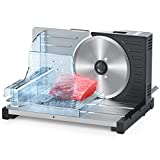 Meat Slicer, Electric Deli Food Slicers 0-18mm Adjustable Slice Thickness Collapsible Slicer Machine with Removable Stainless Steel Blade, Food Carriage & Storage Tray for Bread, Cheese,Steak