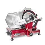 KWS MS-10XT Premium 320W Electric Meat Slicer 10-Inch in Red with Non-sticky Teflon Blade, Frozen Meat/ Deli Meat/ Cheese/ Food Slicer Low Noises Commercial and Home Use [ ETL, NSF Certified ]