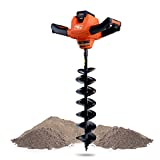 SuperHandy Earth Auger Power Head w/Steel 6'x30' Bit Ultra Duty Eco-Friendly Electric Cordless Lithium-Ion Battery & Charger for Earth Burrowing/Drilling & Post Hole Digging (Earth Auger 6' Set)