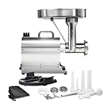 Weston Pro Series Electric Meat Grinder, Commercial Grade, 1120 Watts, 1.5 HP, 14lbs. Per Minute, Stainless Steel (10-2201-W)