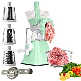 CAM2 Manual Meat Grinder with 420 Stainless Steel Blade Dough Shaper&Heavy Duty Powerful Suction Base for Home Use Fast and Effortless for All Meats