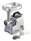 Chef's Choice 720 Professional Commercial Meat Grinder with Three-Way Control Switch Stuffing & Reverse, 3 Grinding Plates, Silver