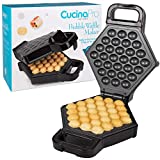 Bubble Waffle Maker- Electric Non stick Hong Kong Egg Waffler Iron Griddle w/ Ready Indicator Light - Ready in under 5 Minutes - Free Recipe Guide Included