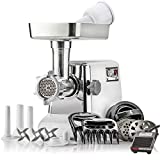 STX Turboforce 3000 Heavy Duty 5-In-1 Powerful Size #12 Electric Meat Grinder with Foot Pedal • Sausage Stuffer • Kubbe Maker • Burger/Slider Maker • 2 Meat Claws • 3 S/S Blades • 4 Grinding Plates
