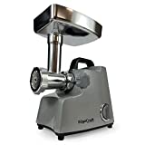EdgeCraft 720 Professional Meat Grinder with Three-Way Control Switch with Reverse For Grinding with 3 Grinding Plates, 400-Watt, Gray