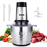Electric Meat Grinder, Qinkada 500W Food Processor 3.5L Chopping Meat, 14Cup Large Stainless Steel Electric Food Chopper with 4 Sharp Blades 3 Rotating Speed Levels and Spatula