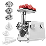 Flexzion Electric Meat Grinder 1300 Watt Heavy Duty Sausage Stuffer Mincer w/Grinding Plate (3mm Fine) Stainless Steel Cutting Blades & Attachment Kit/f Homemade Ground Beef, Burger Patties, Kubbe