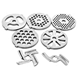 7 Piece Stainless Steel Meat Grinder Plates Discs and Blade for Food Chopper and Meat Grinder Machinery Parts.