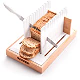 Bread Slicer - Cutting Guide for Homemade Bread - Adjustable, Compactable, Customizable Loaf, Bagel, Bun Slicer with Crumb Tray and Long blade knife