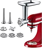 GVODE Food Meat Grinder Attachment for KitchenAid Stand Mixers Included 2 Sausage Stuffers & 4 Grinding Plates