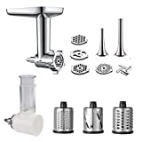 Gvode 2 in 1- Food Grinder & Slicer Shredder Attachment Pack for KitchenAid Stand mixer, with Sausage Tubes