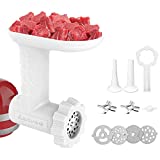 Antree Meat Grinder Attachment fits for KitchenAid Stand Mixer Food Grinder Meat Mincer with 4 Grind Plates 2 Grind Blades 2 Sausage Filler Tubes and 1 Cleaning Brush for KitchenAid Mixers