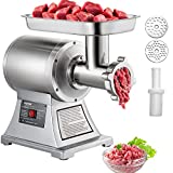 Happybuy Commercial Meat Grinder,550LB/h 1100W Electric Sausage Stuffer, 220 RPM Heavy Duty Stainless Steel Industrial Meat Mincer w/2 Blades, Grinding Plates & Stuffing Tubes