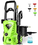 Electric Pressure Washer Homdox 2.6GPM Pressure Washer 1500W Power Washer High Pressure Cleaner Machine with 5 Nozzles Foam Cannon,Best for Cleaning Homes, Cars, Driveways, Patios(Green)