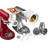 KitchenAid 80127 Stand Mixer Attachment with Food Grinder, Rotor Slicer, Shredder and Sausage Stuffer, White