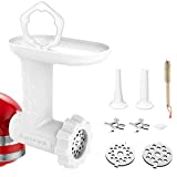 Food Meat Grinder Attachments for KitchenAid Stand Mixers, Excellent Food Grade Meat Grinder Accessories Meat Mixer Attachment Including 2 Sausage Stuffer Tubes Rust-proof and Durable