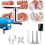 Metal Meat Grinder Attachment for Kitchen Aid Stand Mixer, Including Meat Grinder, Sausage Stuffer Tubes.