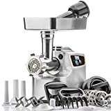 STX International'Gen 2 -Platinum Edition' Magnum 1800W Heavy Duty Electric Meat Grinder - 3 Lb High Capacity Meat Tray, 6 Grinding Plates, 3 S/S Blades, 3 Sausage Tubes & 1 Kubbe Maker & Much More!