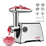 Meat Grinder, Electric Meat Grinder,Meat Grinder Electric, 350W[2800W Max], Sausage Maker, Meat Mincer, Meat Sausage Machine, 4 Sizes Plates,Sausage & Kubbe Kit for Home Kitchen & Commercial Using.