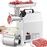 Moongiantgo Commercial Meat Grinder 1.5HP Heavy Duty Sausage Stuffer 441 LBS/H Stainless Steel Mincer for Restaurant Butcher Beef Venison Fish Bones(Touch Switch, With Slicer Attachment)