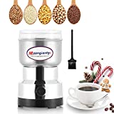 Moongiantgo Mini Spice Coffee Grinder Electric 10s Fast Grinding Multifunction Smash Machine Dry Grain Mill Grinder for Spices Seeds Rice Beans Seasonings (Silver, 110V)