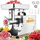 Newhai Commercial Meat Grinder, Electric Meat Grinding Machine, Family Meat Mincer Chopper, Sausage Stuffer with 3 Grinding Plates & Stuffing Tubes, Making Meat Balls Sausage