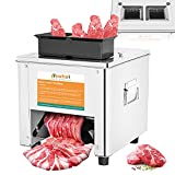 Newhai 850W Meat Cutter Cutting Machine 3.5mm+5mm Electric Meat Slicer Shredded Machine Double Ports Stainless Steel 330lb/h Boneless Pork Chicken Family Commercial Use (Meat thickness: 3.5mm+5mm)