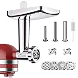 Stainless Steel Food Grinder Attachment fit KitchenAid Stand Mixers Including Sausage Stuffer, Perfect Attachment for KitchenAid Mixers