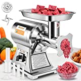 Newhai 850W Commercial Meat Grinder Electric Meat Grinding Machine Heavy Duty Industrial Meat Mincer Sausage Stuffer 6mm/8mm Plates Stuffing Tubes for Restaurant (110V US Plug)