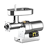 SuperHandy Meat Grinder Sausage Stuffer Electric #32 1.5 HP 1080LBS Per/Hr 1100 Watts Heavy Duty Commercial Stainless Steel Body Cutlery Blade Tray Grinding Plates & Stuffing Tubes Stomper Storage Box