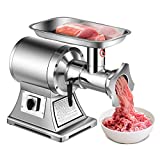 Tangkula Commercial Meat Grinder, 1.5 HP, 1100W, 550LB/h Stainless Steel Electric Sausage Stuffer, 225RPM Heavy Duty Industrial Meat Mincer w/2 Blades, Grinding Plates & Stuffing Tubes