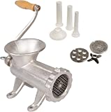 Cast Iron Table Mount Meat Grinder - Mincer Includes Two 3/4' Cutting Disks and Sausage Stuffer Funnel, Heavy Duty