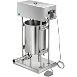 VBENLEM Electric 25L ertical Meat Stuffer Maker Variable Speed, Stainless Steel Sausage Filler Machine with 5 Filling Funnels for Home Restaurant Use, Extra large, Silver