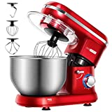 VIVOHOME Stand Mixer, 650W 6 Speed 6 Quart Tilt-Head Kitchen Electric Food Mixer with Beater, Dough Hook and Wire Whip, Red