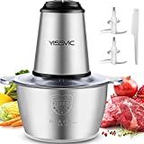YISSVIC Meat Grinder Food Processor 500W 2L (8 Cups) Stainless Steel Food Grinder for Meat and Vegetables, Stainless Steel Bowl and 8 Sharp Blades
