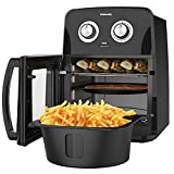 KitchenUp 12 QT Air Fryer Oven Combo, 10-in-1 Auto-Stirring Hot Cooker with Visualized Window, Dishwasher Safe Frying Accessories for Roasting, Reheating and Dehydrating (A Mitt and Recipe Included)
