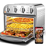 Geek Chef Air Fryer Toaster Oven Combo, 4 Slice Toaster Convection Air Fryer Oven Warm, Broil, Toast, Bake, Air Fry, Oil-Free, Accessories Included, Silver Stainless Steel